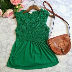 Anthropologie Deletta Green Flowy Tank Top Small